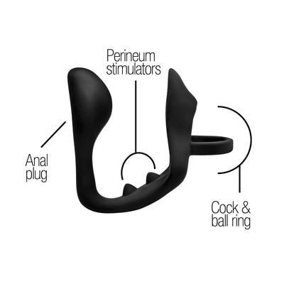 Excursion Silicone Triple Stim Anal Plug with Cock and Ball Ring cock-insertable from Prostatic Play