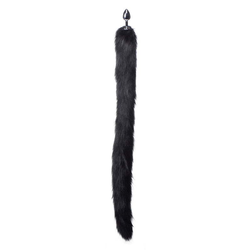 Extra Long Mink Tail Metal Anal Plug- Black metal-anal from Tailz