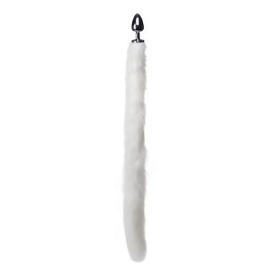 Extra Long Mink Tail Metal Anal Plug- White metal-anal from Tailz