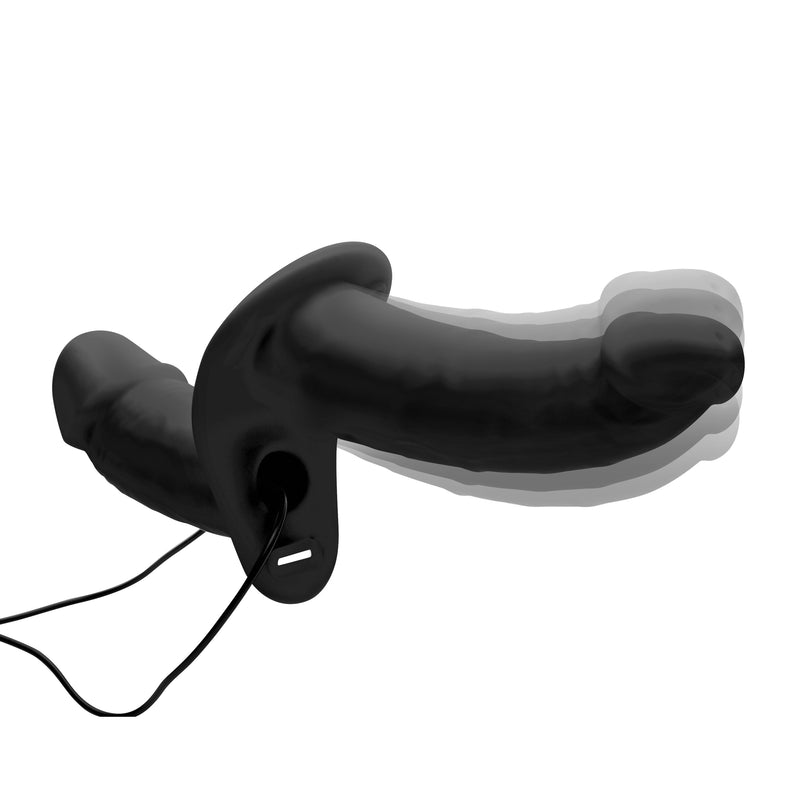 Power Pegger Black Silicone Vibrating Double Dildo with Harness DildoHarness from Strap U