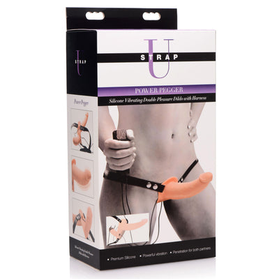 Power Pegger Silicone Vibrating Double Dildo with Harness DildoHarness from Strap U
