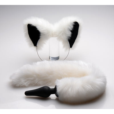 White Fox Tail Anal Plug and Ears Set Butt from Tailz