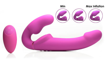 Worlds First Remote Control Inflatable Vibrating Silicone Ergo Fit Strapless Strap-On strapless-strapon from Strap U