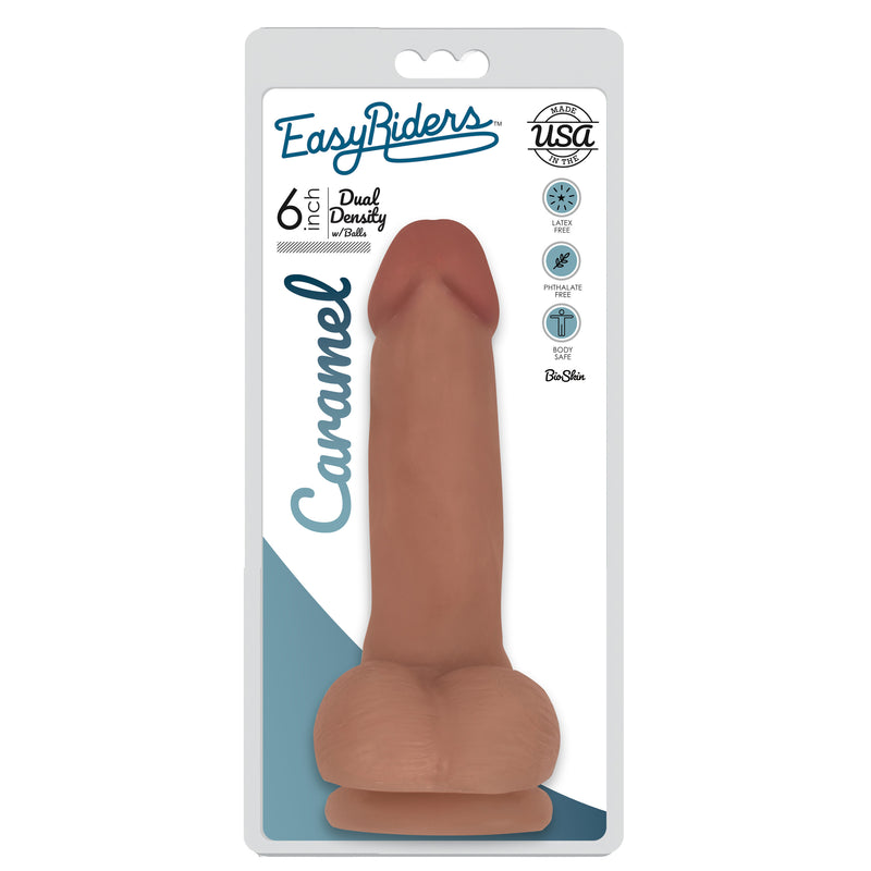 Easy Riders 6 Inch Dual Density Dildo With Balls - Tan Dildos from Easy Riders