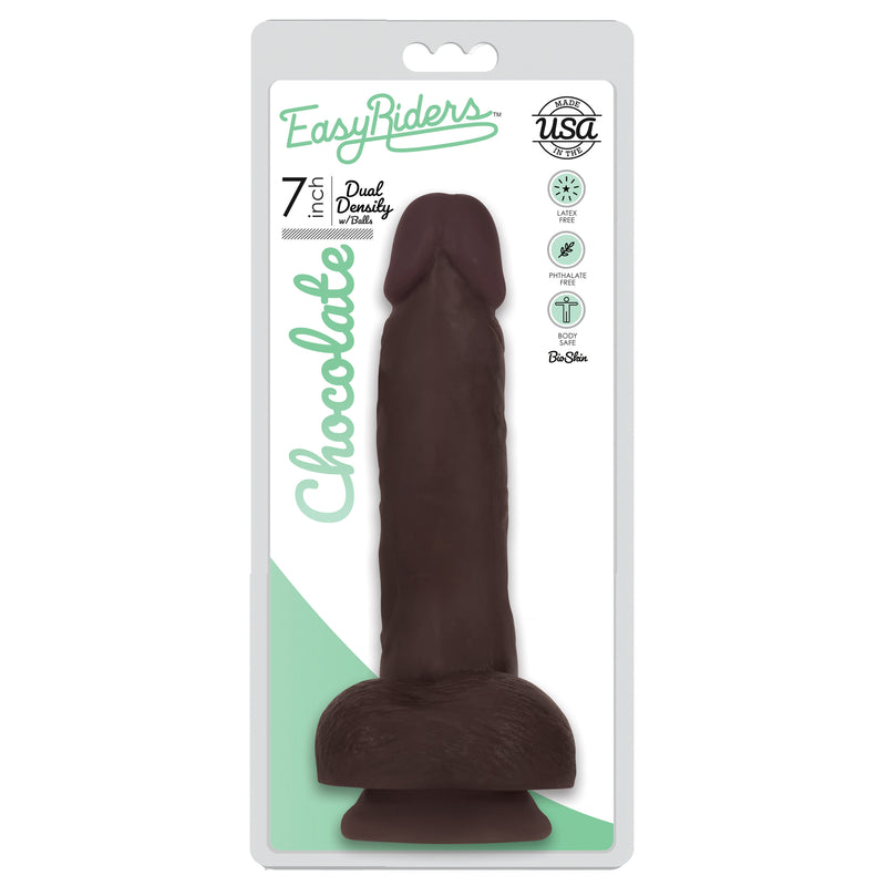 Easy Riders 7 Inch Dual Density Dildo With Balls - Brown Dildos from Easy Riders