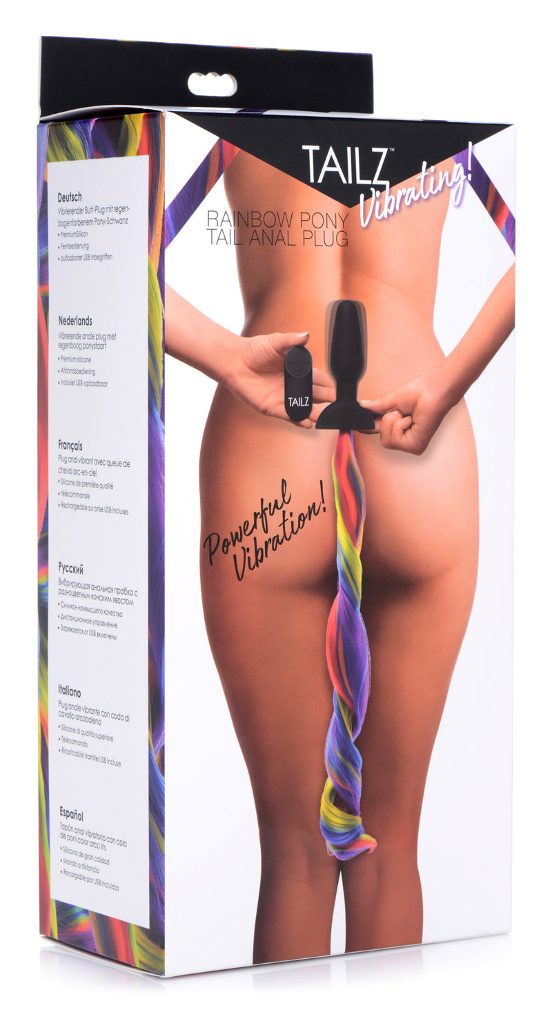 Remote Control Vibrating Rainbow Pony Tail Anal Plug butt-plugs from Tailz