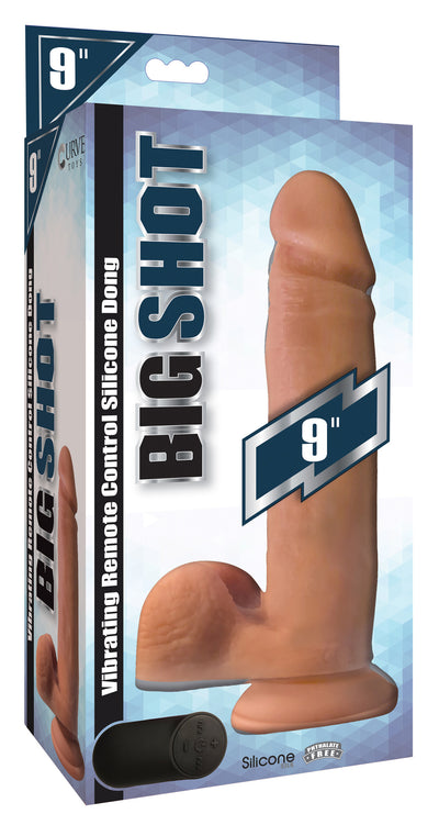Big Shot Vibrating Remote Control Silicone Dildo with Balls - 9 Inch Dildos from Big Shot
