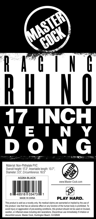Raging Rhino 17 Inch Veiny Dildo - Black huge-dildos from Master Cock