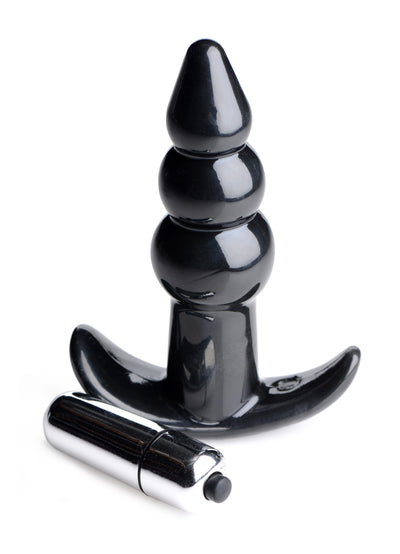 Ribbed Vibrating Butt Plug - Black vibesextoys from Frisky