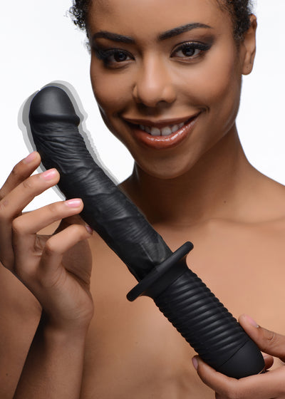 The Large Realistic 10X Silicone Vibrator with Handle vibesextoys from Ass Thumpers