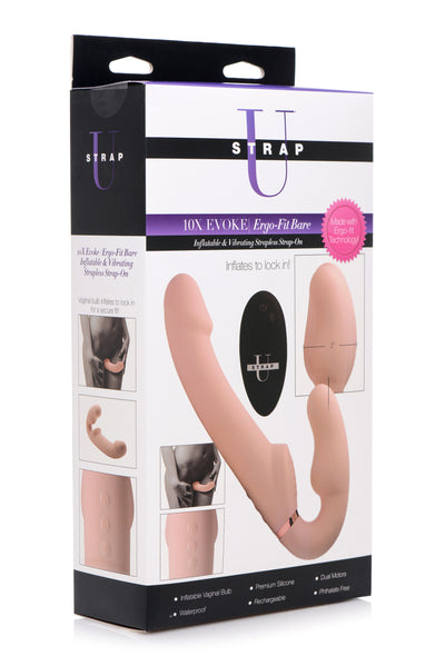 Remote Control Inflatable Vibrating Silicone Ergo Fit Strapless Strap-On strapless-strapon from Strap U