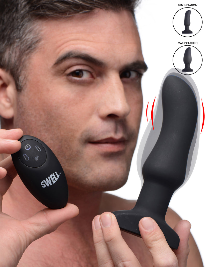 Worlds First Remote Control Inflatable 10X Vibrating Curved Silicone Anal Plug butt-plugs from Swell
