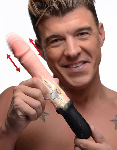 8X Auto Pounder Vibrating and Thrusting Dildo with Handle - Beige vibesextoys from Master Series