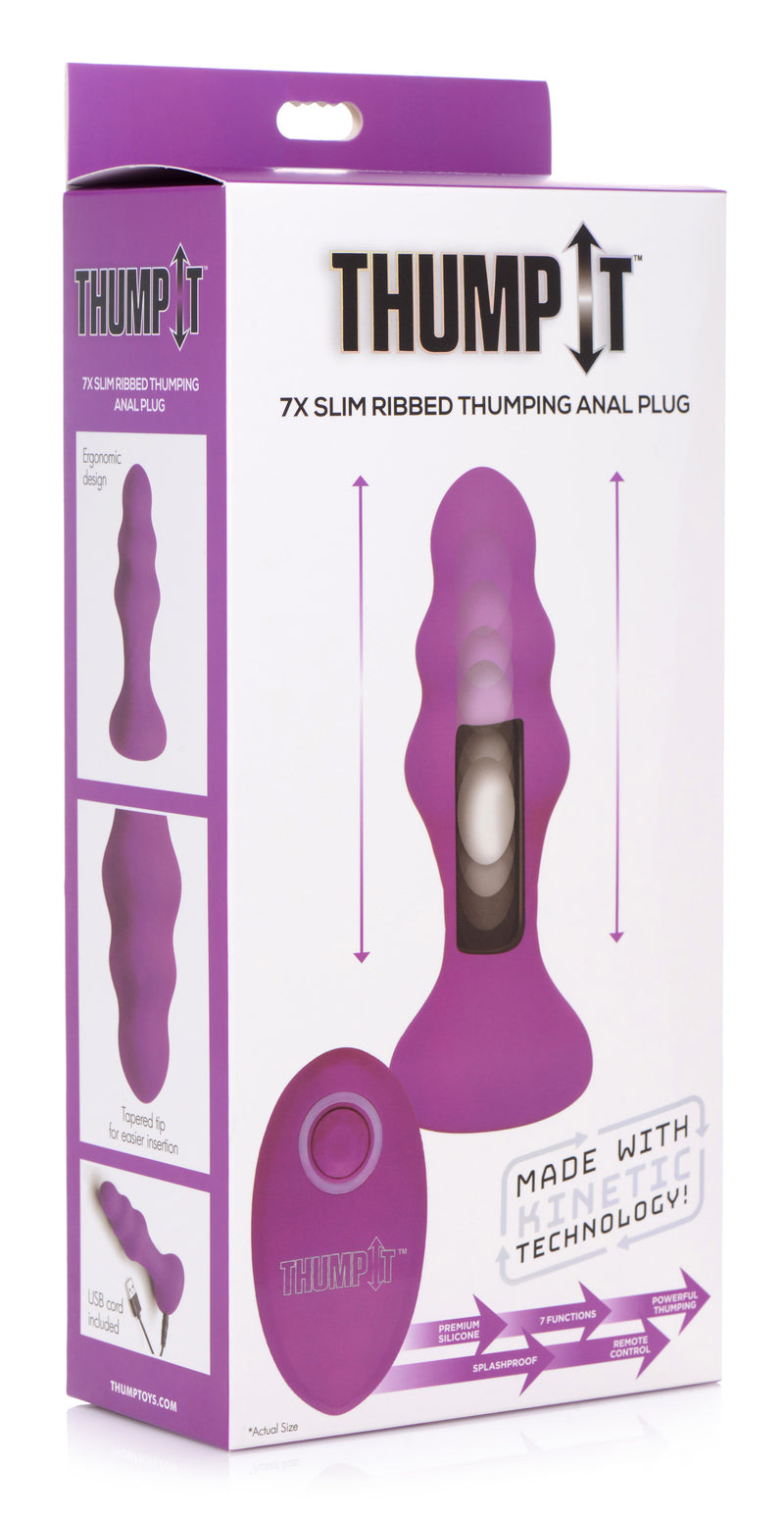 7X Slim Ribbed Thumping Silicone Anal Plug butt-plugs from Thump It