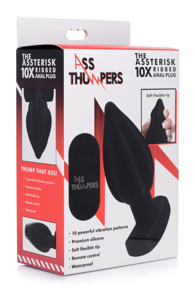 The Assterisk 10X Ribbed Silicone Remote Control Vibrating Butt Plug butt-plugs from Ass Thumpers