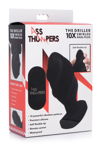 The Driller 10X Swirled Silicone Remote Control Vibrating Butt Plug butt-plugs from Ass Thumpers