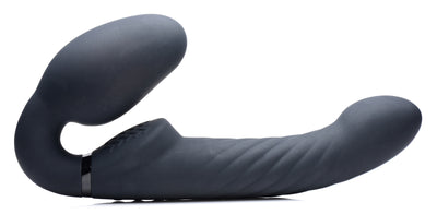 Ergo-Fit Twist Inflatable Vibrating Silicone Strapless Strap-on - Black strapless-strapon from Strap U