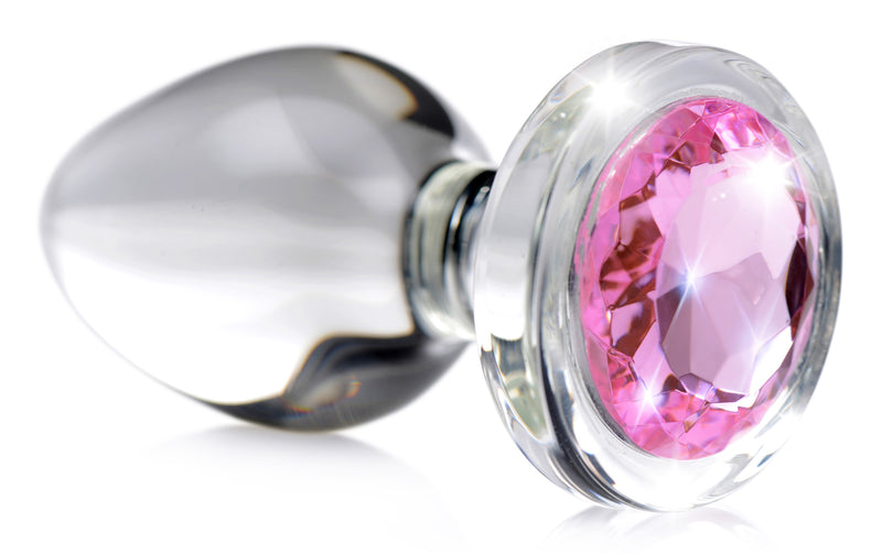Pink Gem Glass Anal Plug - Large butt-plugs from Booty Sparks