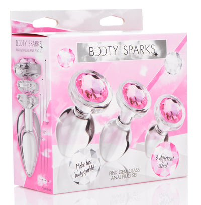 Pink Gem Glass Anal Plug Set butt-plugs from Booty Sparks