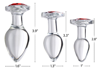 Red Heart Gem Glass Anal Plug Set butt-plugs from Booty Sparks