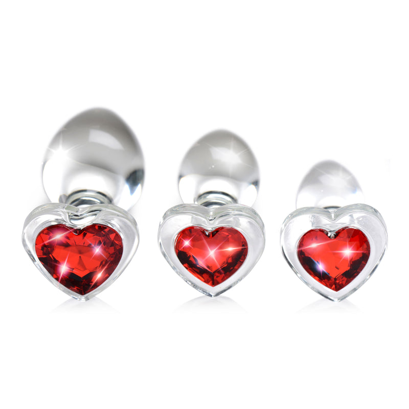 Red Heart Gem Glass Anal Plug Set butt-plugs from Booty Sparks