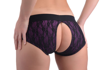 Lace Envy Crotchless Panty Harness - L-XL DildoHarness from Strap U