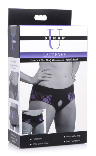 Lace Envy Crotchless Panty Harness - S-M DildoHarness from Strap U
