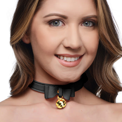 Golden Kitty Cat Bell Collar - Black/Gold bondage-collars from Master Series