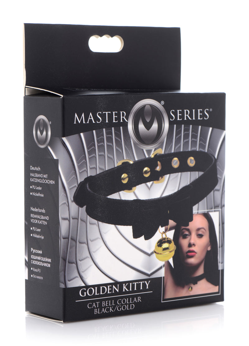 Golden Kitty Cat Bell Collar - Black/Gold bondage-collars from Master Series