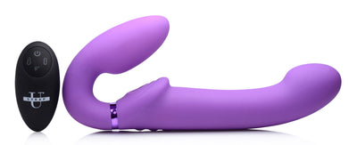 10X Remote Control Ergo-Fit G-Pulse Inflatable and Vibrating Strapless Strap-on - Purple vibesextoys from Strap U