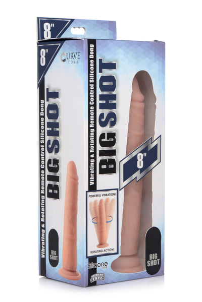 Vibrating and Rotating Remote Control Silicone Dildo - 8 Inch Dildos from Big Shot