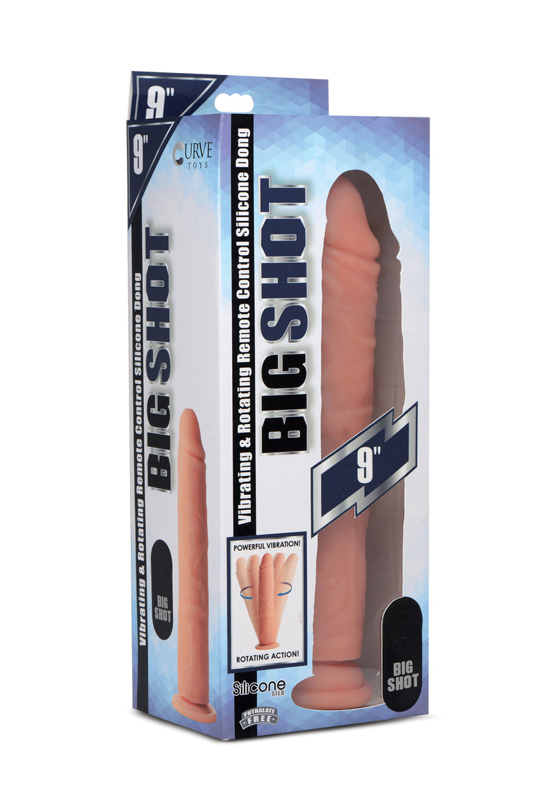 Vibrating and Rotating Remote Control Silicone Dildo - 9 Inch Dildos from Big Shot