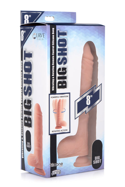 Vibrating and Rotating Remote Control Silicone Dildo with Balls - 8 Inch Dildos from Big Shot