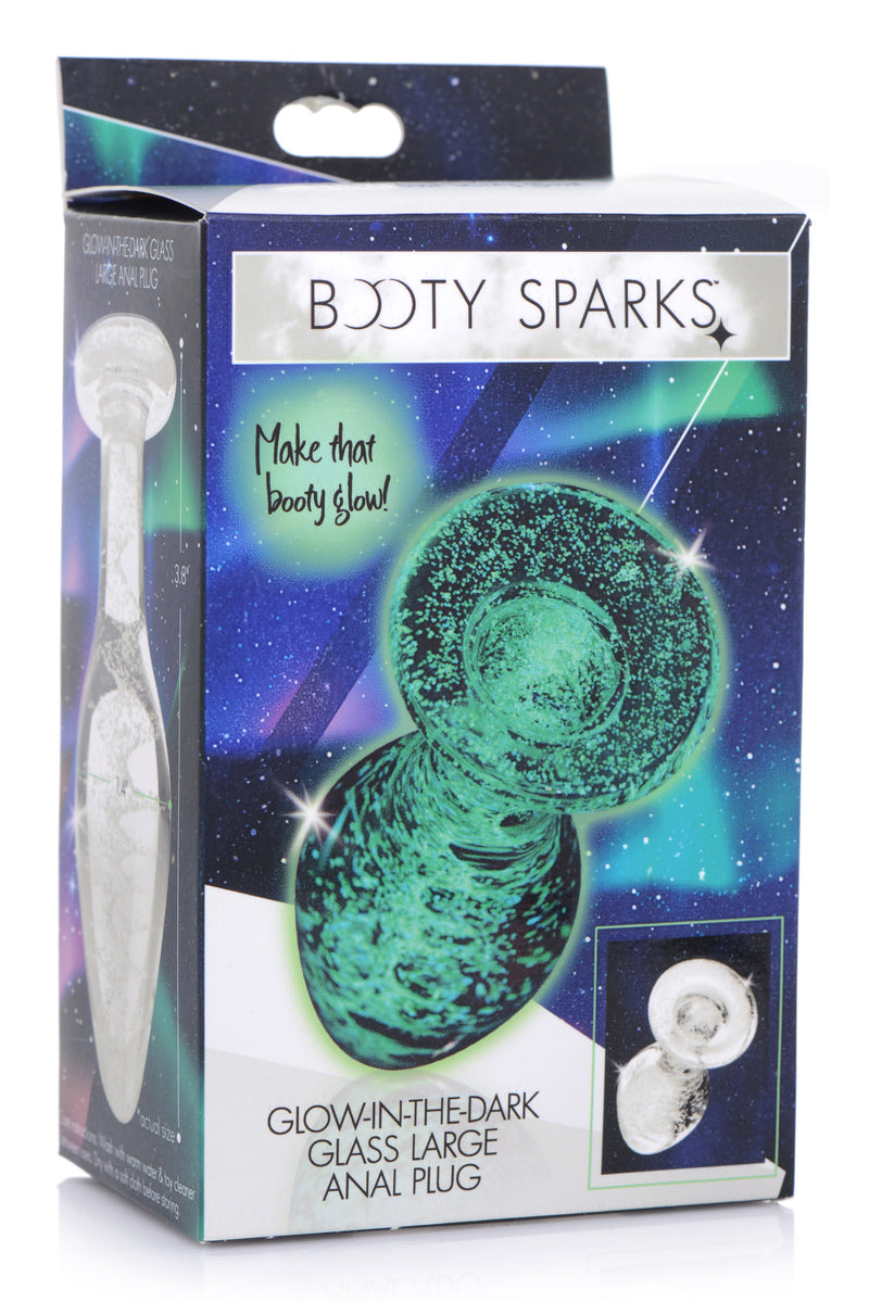 Glow-In-The-Dark Glass Anal Plug - Large butt-plugs from Booty Sparks