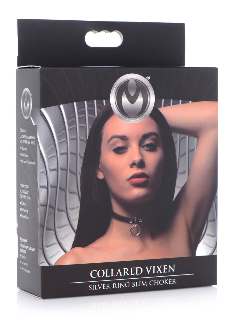 Collared Vixen Silver Ring Slim Choker FetishClothing from Master Series