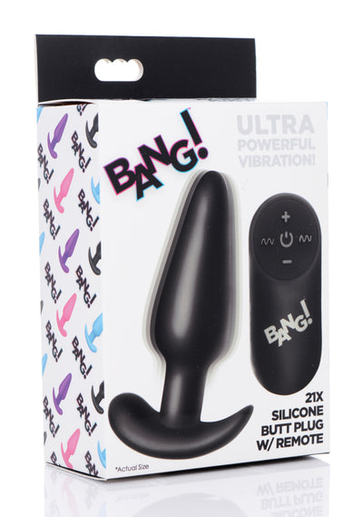Remote Control 21X Vibrating Silicone Butt Plug - Black butt-plugs from Bang