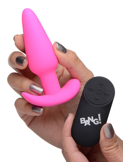 Remote Control 21X Vibrating Silicone Butt Plug - Pink butt-plugs from Bang