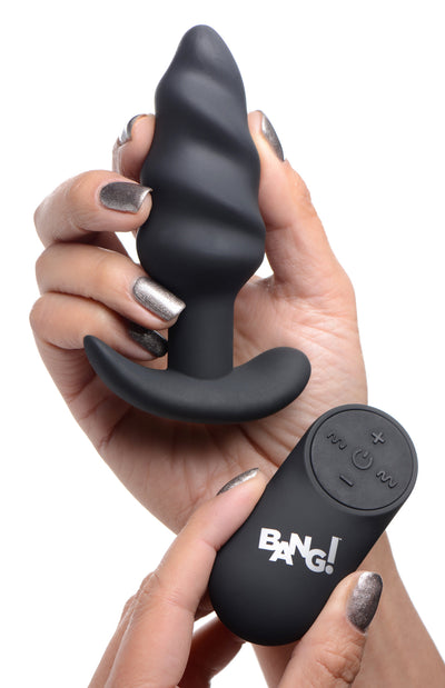 Remote Control 21X Vibrating Silicone Swirl Butt Plug - Black butt-plugs from Bang