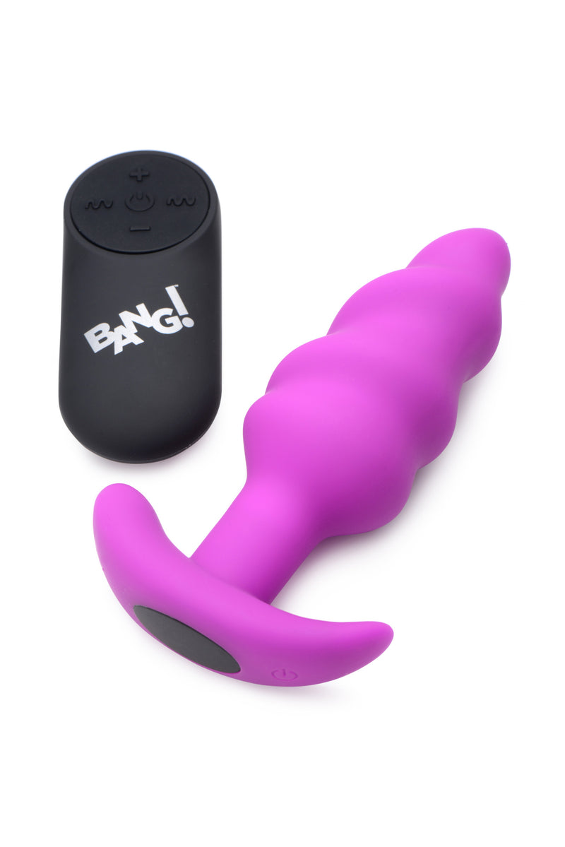 Remote Control 21X Vibrating Silicone Swirl Butt Plug - Purple butt-plugs from Bang