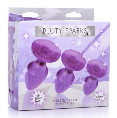 Glitter Gem Anal Plug Set - Purple butt-plugs from Booty Sparks