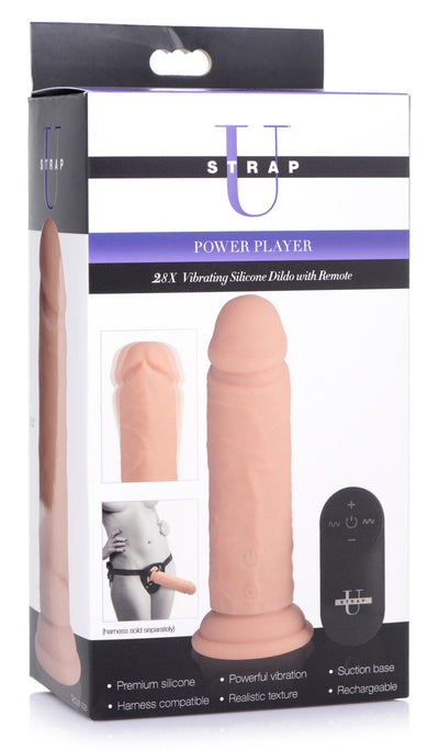 Power Player 28X Vibrating Silicone Dildo with Remote - Light vibesextoys from Strap U