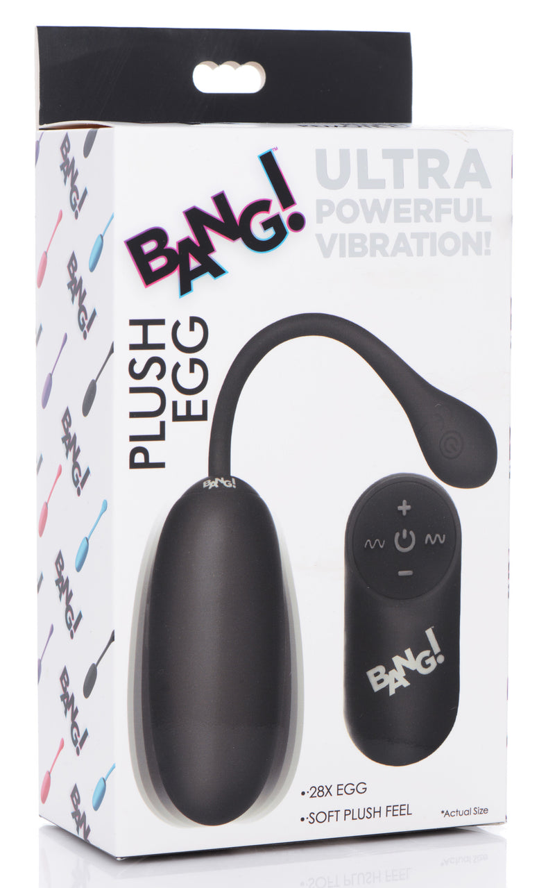 Remote Control 28X Silicone Plush Egg - Black bullet-vibrators from Bang
