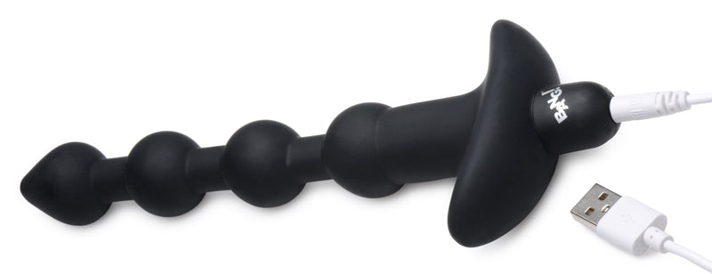 Remote Control Vibrating Silicone Anal Beads - Black vibesextoys from Bang