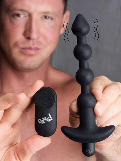 Remote Control Vibrating Silicone Anal Beads - Black vibesextoys from Bang