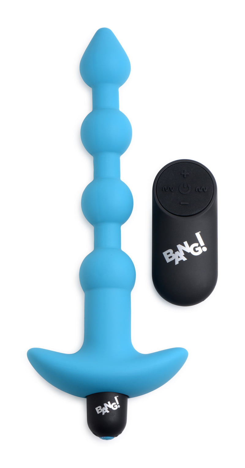 Remote Control Vibrating Silicone Anal Beads - Blue vibesextoys from Bang