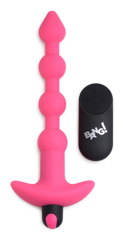Remote Control Vibrating Silicone Anal Beads - Pink vibesextoys from Bang