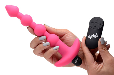 Remote Control Vibrating Silicone Anal Beads - Pink vibesextoys from Bang