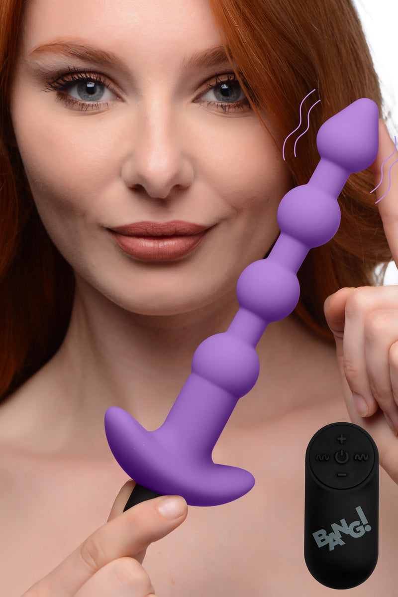 Remote Control Vibrating Silicone Anal Beads - Purple vibesextoys from Bang