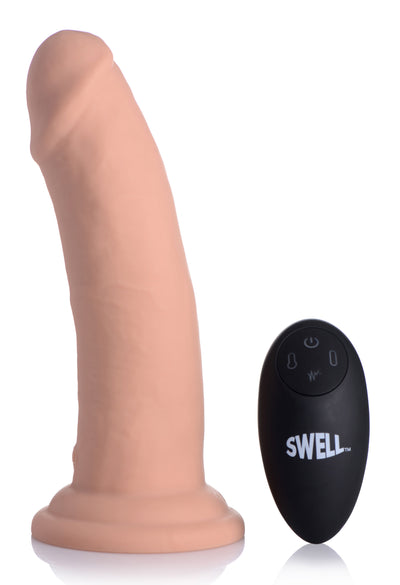 7X Inflatable and Vibrating Remote Control Silicone Dildo - 7 Inch Dildos from Swell