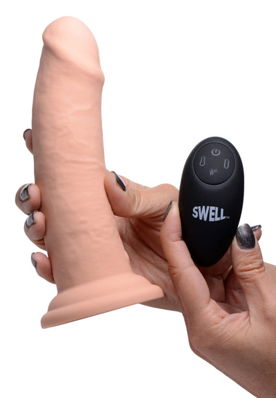 7X Inflatable and Vibrating Remote Control Silicone Dildo - 7 Inch Dildos from Swell